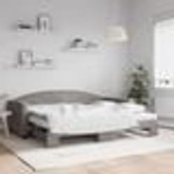 vidaXL Lit de jour avec gigogne et matelas taupe 90x200 cm tissu - 180 x 200 cm