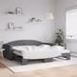 vidaXL Lit de jour avec gigogne et matelas gris foncé 100x200 cm tissu - 100 x 200 cm