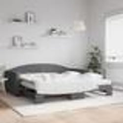 vidaXL Lit de jour avec gigogne et matelas gris foncé 100x200 cm tissu - 100 x 200 cm