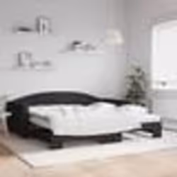 vidaXL Lit de jour avec gigogne et matelas noir 100x200 cm tissu - 100 x 200 cm