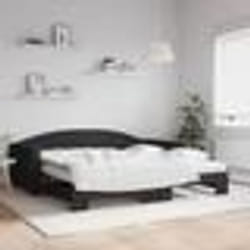vidaXL Lit de jour avec gigogne et matelas noir 100x200 cm tissu - 100 x 200 cm