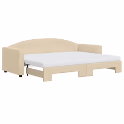 VidaXL 3197215, lit sofa, Crème, mousse, Métal, Polyester, Bois, 2230 mm, 1100 mm