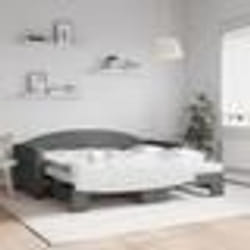 vidaXL Lit de jour avec gigogne et matelas gris foncé 90x190 cm tissu - 90 x 190 cm