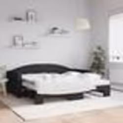 vidaXL Lit de jour avec gigogne et matelas noir 90x190 cm tissu - 90 x 190 cm