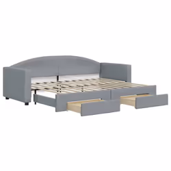 VidaXL 3197219, lit sofa, Gris, mousse, Métal, Polyester, Bois, 2230 mm, 900 mm