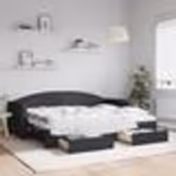 vidaXL Lit de jour avec gigogne et tiroirs sans matelas noir 80x200 cm - 80 x 200 cm