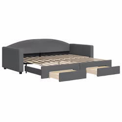 VidaXL 3197225, lit sofa, Gris, mousse, Métal, Polyester, Bois, 2230 mm, 1000 mm