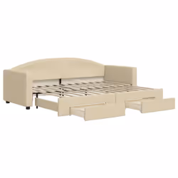 VidaXL 3197228, lit sofa, Crème, mousse, Métal, Polyester, Bois, 2230 mm, 1000 mm