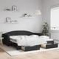 vidaXL Lit de jour avec gigogne et tiroirs sans matelas noir 100x200cm - 100 x 200 cm