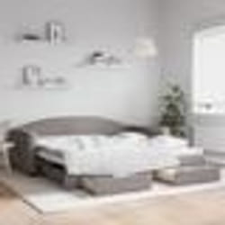 vidaXL Lit de jour avec gigogne et tiroirs taupe 100x200 cm tissu - 100 x 200 cm