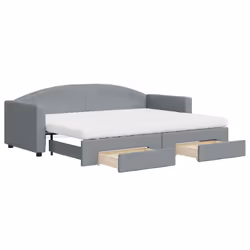VidaXL 3197237, lit sofa, Gris, mousse, Métal, Polyester, Bois, 2230 mm, 900 mm