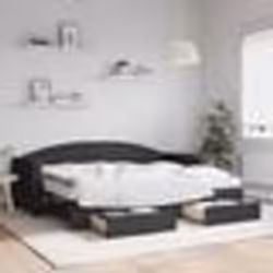 vidaXL Lit de jour avec gigogne et tiroirs noir 80x200 cm tissu - 80 x 200 cm