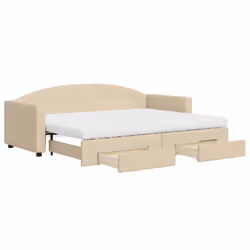 VidaXL 3197241, lit sofa, Crème, mousse, Métal, Polyester, Bois, 2230 mm, 900 mm