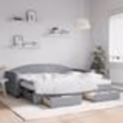 vidaXL Lit de jour avec gigogne et tiroirs gris clair 90x200 cm tissu - 90 x 200 cm