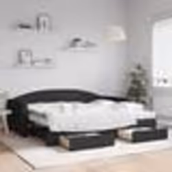 vidaXL Lit de jour avec gigogne et tiroirs noir 90x200 cm tissu - 90 x 200 cm