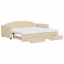 VidaXL 3197246, lit sofa, Crème, mousse, Métal, Polyester, Bois, 2230 mm, 1000 mm
