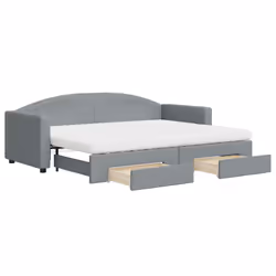 VidaXL 3197247, lit sofa, Gris, mousse, Métal, Polyester, Bois, 2230 mm, 1100 mm