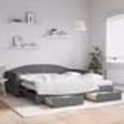 vidaXL Lit de jour avec gigogne et tiroirs gris foncé 100x200 cm tissu - 100 x 200 cm