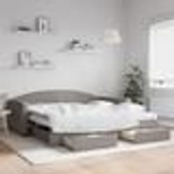 vidaXL Lit de jour avec gigogne et tiroirs taupe 100x200 cm tissu - 100 x 200 cm