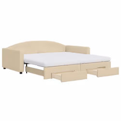 VidaXL 3197251, lit sofa, Crème, mousse, Métal, Polyester, Bois, 2230 mm, 1100 mm