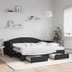 vidaXL Lit de jour avec gigogne et tiroirs noir 90x190 cm tissu - 90 x 190 cm