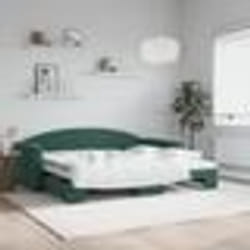 vidaXL Lit de jour avec gigogne sans matelas vert foncé 90x200 cm - 90 x 200 cm