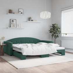 vidaXL Lit de jour avec gigogne sans matelas vert foncé 100x200 cm - 100 x 200 cm