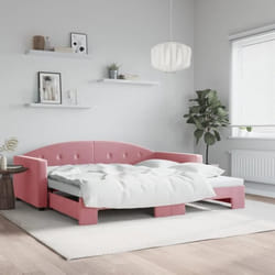 vidaXL Lit de jour avec lit gigogne rose 100x200 cm velours - 180 x 200 cm