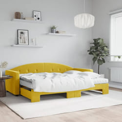 vidaXL Lit de jour avec lit gigogne et matelas jaune 80x200 cm velours - 80 x 200 cm