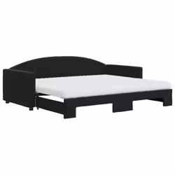VidaXL 3197329, lit sofa, Noir, mousse, Métal, Polyester, Bois, 2220 mm, 1000 mm