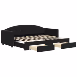 VidaXL 3197346, lit sofa, Noir, mousse, Métal, Polyester, Bois, 2220 mm, 900 mm
