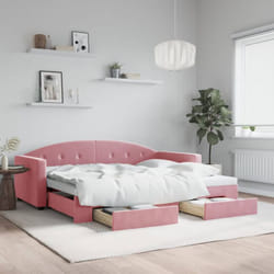 Lit de jour avec gigogne et tiroirs sans matelas rose 90x200 cm Vidaxl
