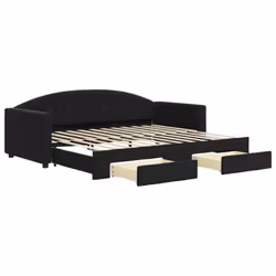 VidaXL 3197353, lit sofa, Noir, mousse, Métal, Polyester, Bois, 2220 mm, 1000 mm