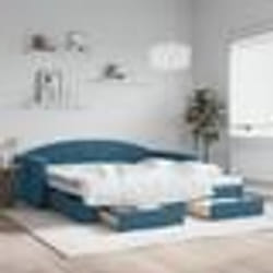 vidaXL Lit de jour avec gigogne et tiroirs sans matelas bleu 100x200cm - 100 x 200 cm