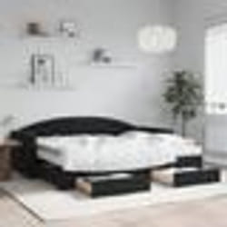 vidaXL Lit de jour avec gigogne et tiroirs noir 80x200 cm velours - 80 x 200 cm