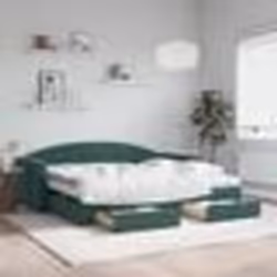 vidaXL Lit de jour avec gigogne et tiroirs vert foncé 90x200cm velours - 90 x 200 cm