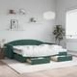 vidaXL Lit de jour avec gigogne et tiroirs vert foncé 90x200cm velours - 90 x 200 cm