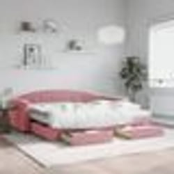 vidaXL Lit de jour avec gigogne et tiroirs rose 90x200 cm velours - 90 x 200 cm