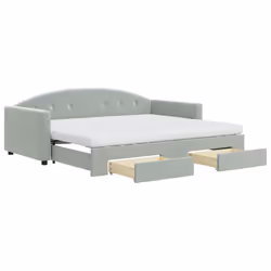 VidaXL 3197380, lit sofa, Gris, mousse, Métal, Polyester, Bois, 2220 mm, 1100 mm