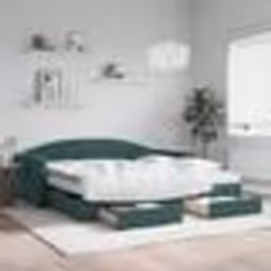 vidaXL Lit de jour et gigogne et tiroirs vert foncé 100x200 cm velours - 100 x 200 cm