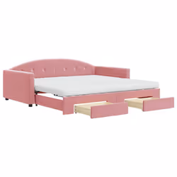 VidaXL 3197383, lit sofa, Rose, mousse, Métal, Polyester, Bois, 2220 mm, 1100 mm