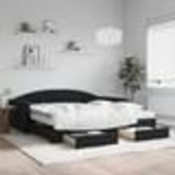 vidaXL Lit de jour avec gigogne et tiroirs noir 100x200 cm velours - 100 x 200 cm
