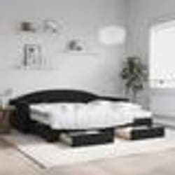 vidaXL Lit de jour avec gigogne et tiroirs noir 90x190 cm velours - 90 x 190 cm