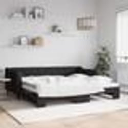 vidaXL Lit de jour avec gigogne sans matelas noir 90x200 cm - 90 x 200 cm