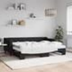 vidaXL Lit de jour avec lit gigogne et matelas noir 80x200 cm tissu - 180 x 200 cm