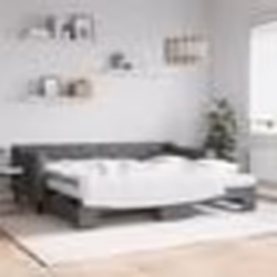 vidaXL Lit de jour avec gigogne et matelas gris foncé 90x200 cm tissu - 90 x 200 cm