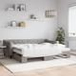 vidaXL Lit de jour avec gigogne et matelas taupe 90x200 cm tissu - 90 x 200 cm