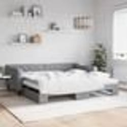vidaXL Lit de jour avec gigogne et matelas gris clair 100x200 cm tissu - 100 x 200 cm
