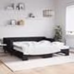 vidaXL Lit de jour avec gigogne et matelas noir 100x200 cm tissu - 100 x 200 cm