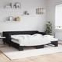 vidaXL Lit de jour avec gigogne et matelas noir 100x200 cm tissu - 100 x 200 cm